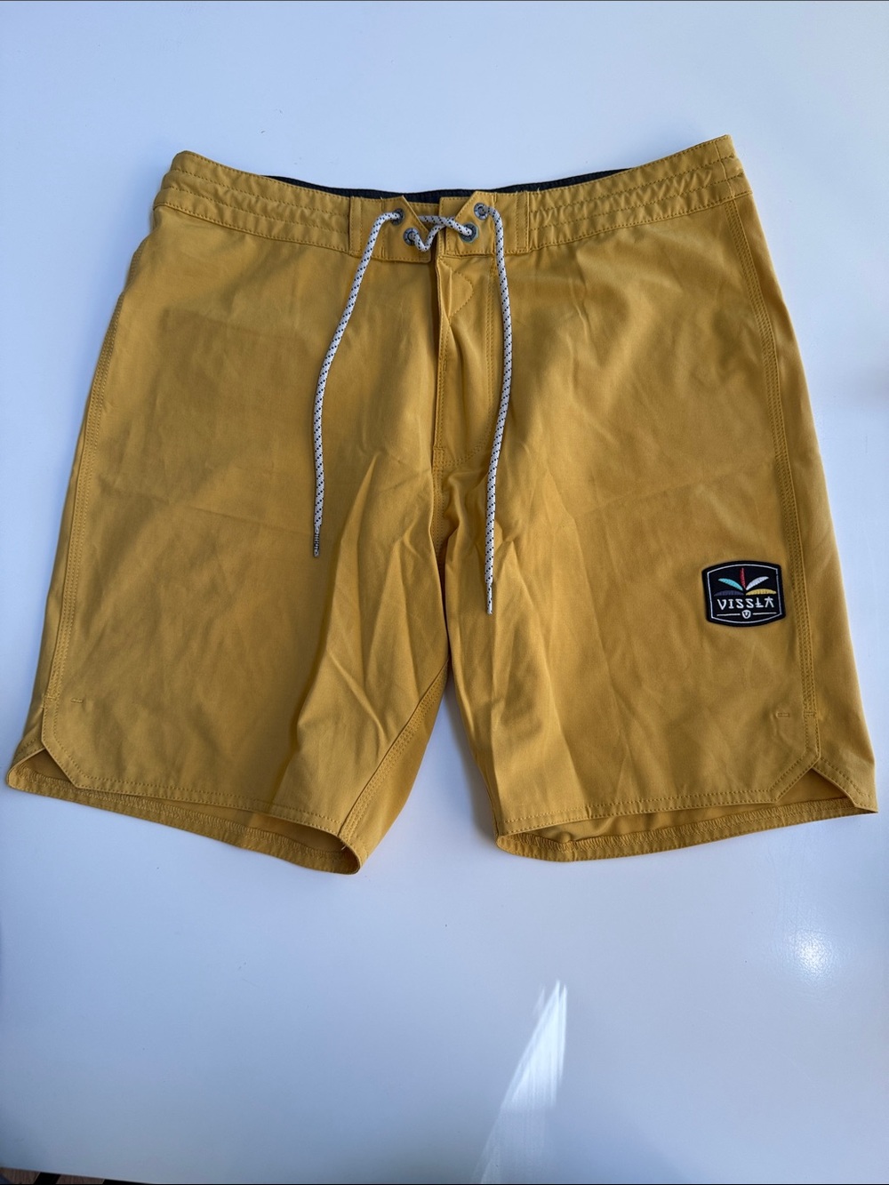 VISSLA Mens Golden Yellow Board Shorts with Drawstring - 32